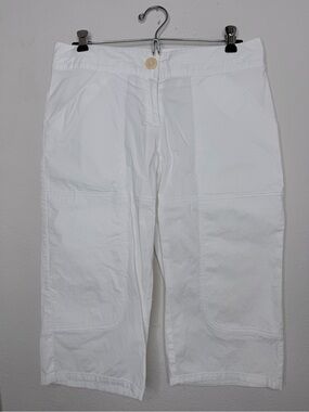 Maxstudio Womens Cargo Bermuda Shorts Small White Mid Rise Pockets Flat Front